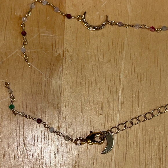 Luna Norte stone brass moon anklet - Picture 3 of 8